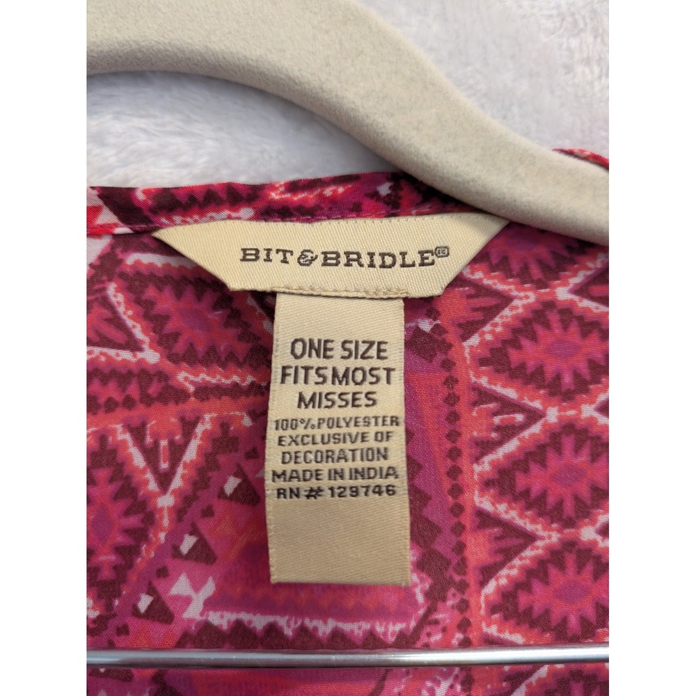 Bit & Bridle Pink Geometric Fringe Kimono‎ One Size Fits Most - Picture 4 of 6
